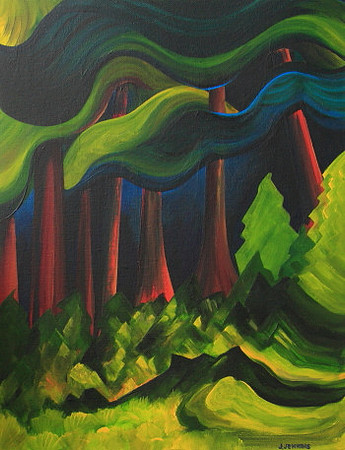 abstract forest  -  16x20 inches
