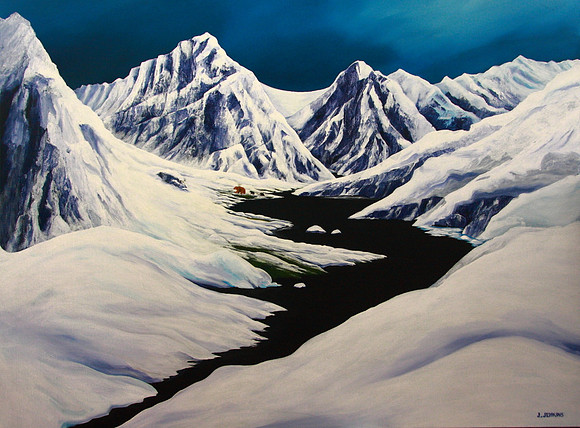 just out of winter den - 36 x 48 inches