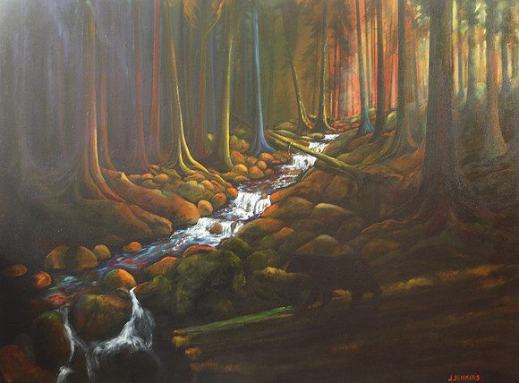 flowing into nixon creek  -  36 x 48 inches