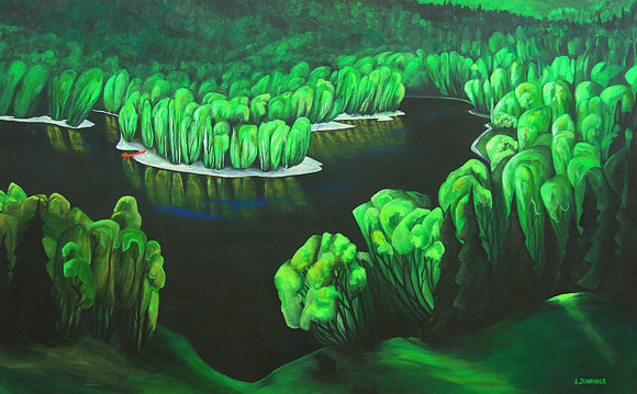 red canoe - 30x48 inches