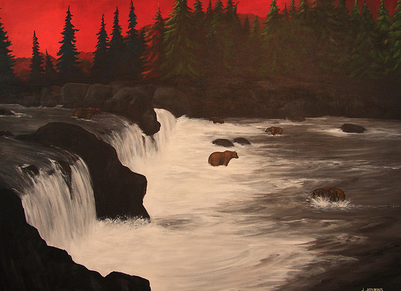 at the falls   -  30 x 40 inches