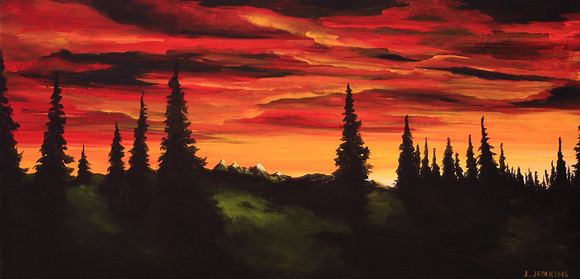 manning park sunset  -  16x20 inches