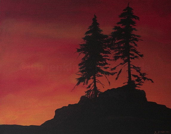 botanical beach sunset - 16 x 20 inches
