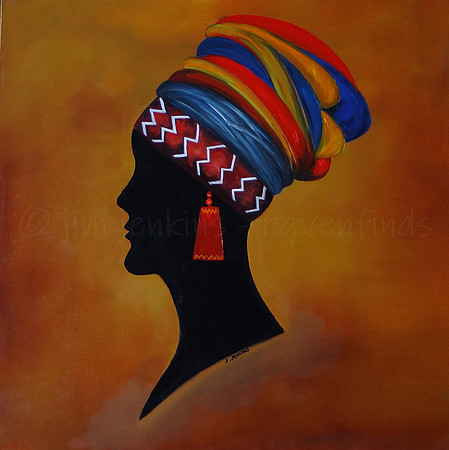 african lady headress  19.5x19.5