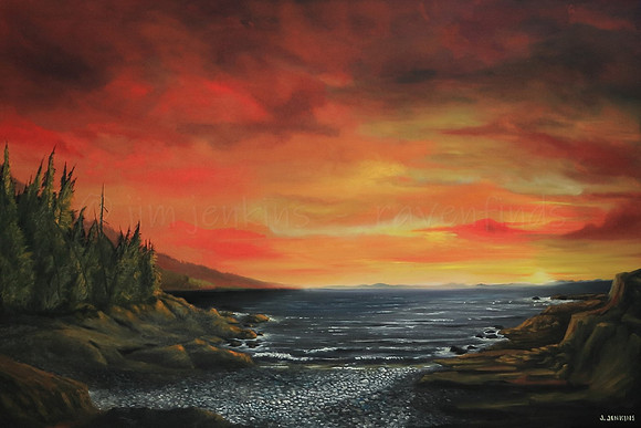 botanical beach sunrise 24x36  inches