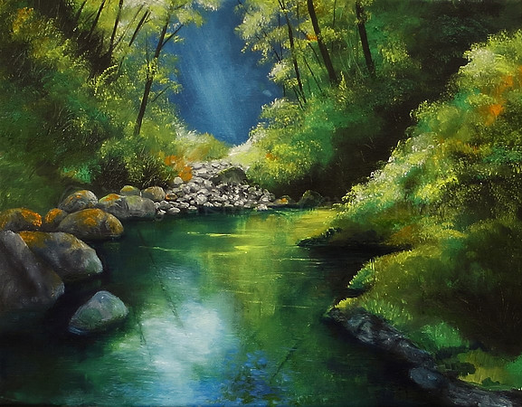 cowichan river side channel 11x14  inches
