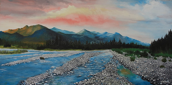 morning on the flathead river 18x36 inches