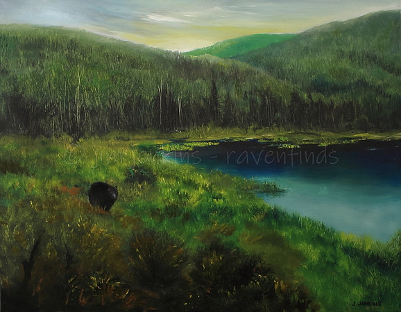black bear at noyse lake  16 x20 inches