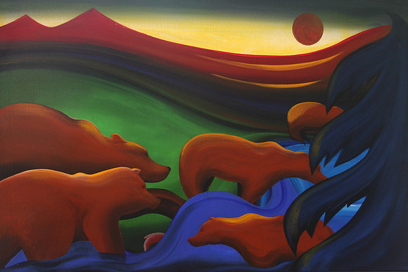 five bears fishing
